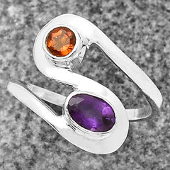 African Amethyst & Mandarin Citrine 925 Sterling Silver Ring