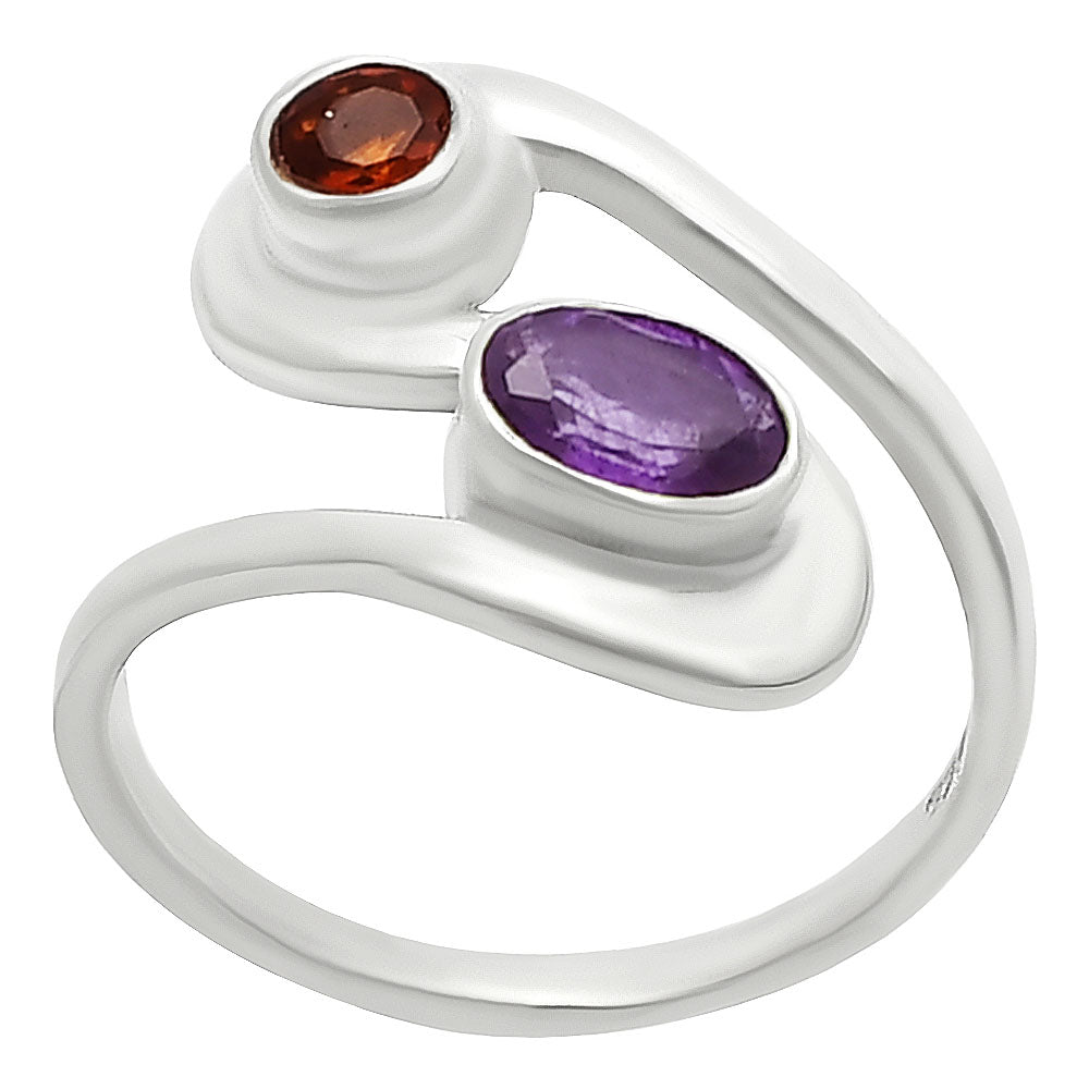 African Amethyst & Mandarin Citrine 925 Sterling Silver Ring