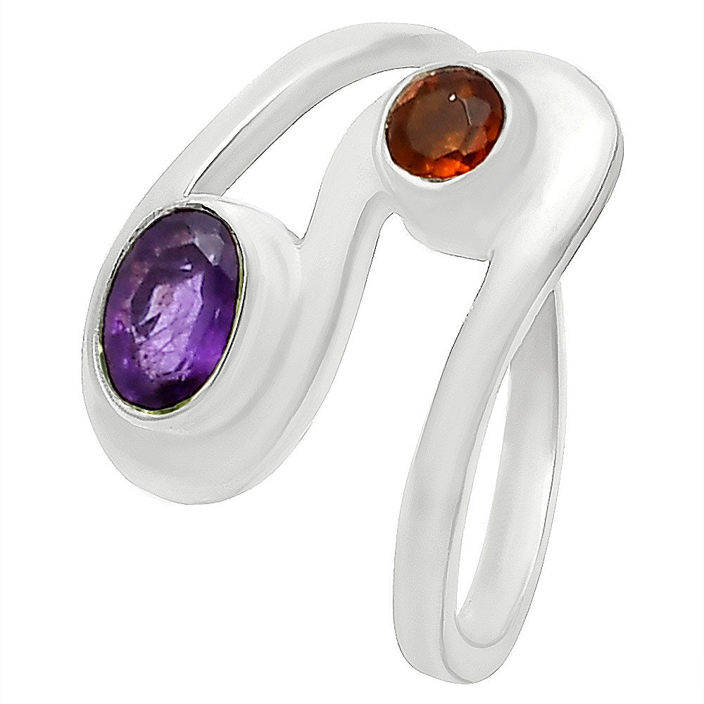 African Amethyst & Mandarin Citrine 925 Sterling Silver Ring