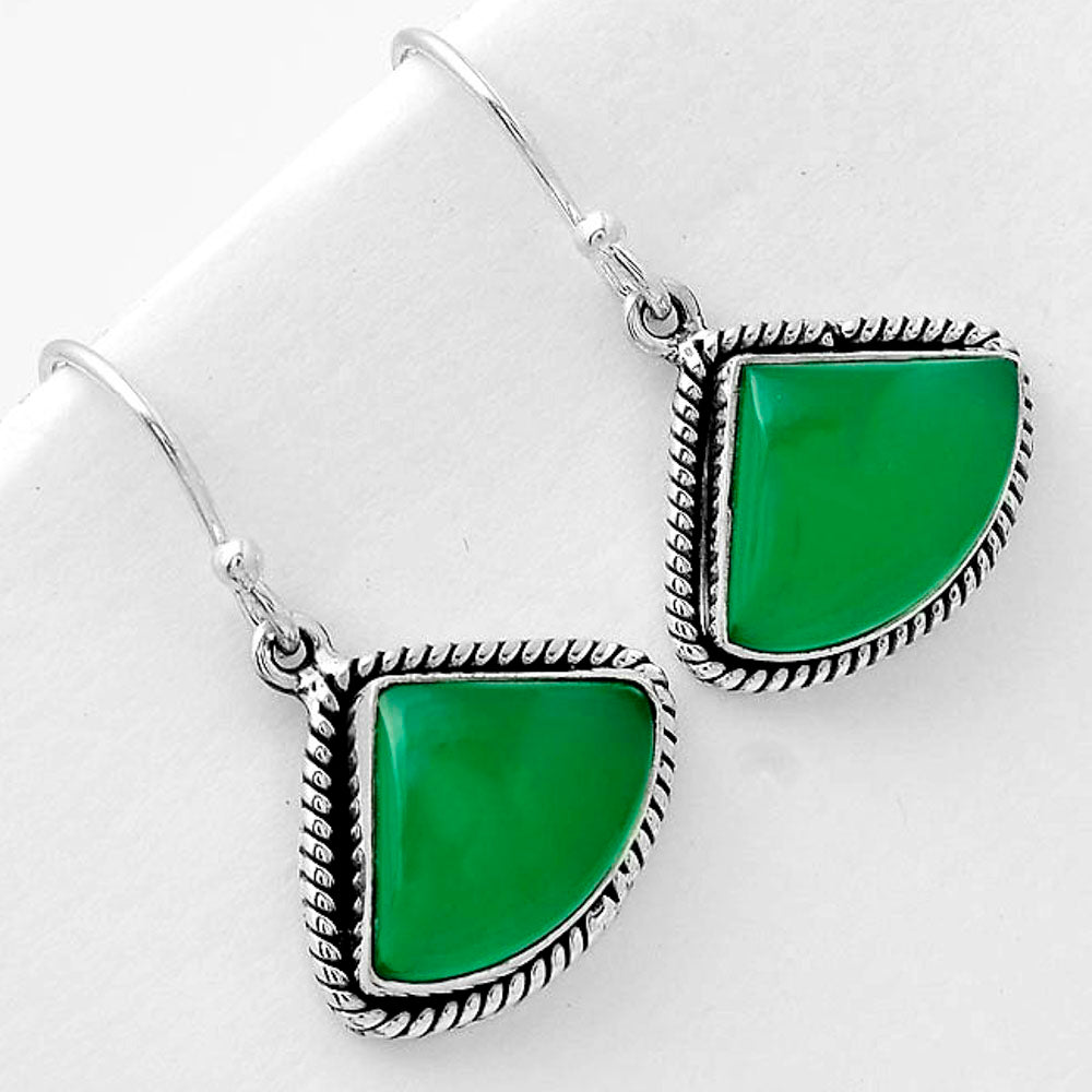 Natural Green Onyx 925 Sterling Silver Pendant Earrings Jewelry Set DGT01004