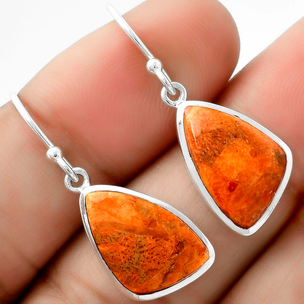 Natural Red Sponge Coral 925 Sterling Silver Pendant Earrings Jewelry Set DGT01030