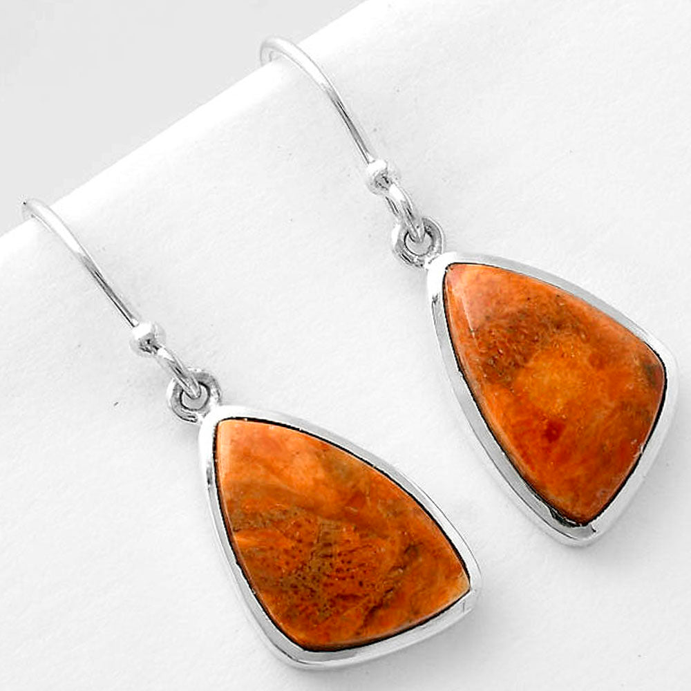 Natural Red Sponge Coral 925 Sterling Silver Pendant Earrings Jewelry Set DGT01030