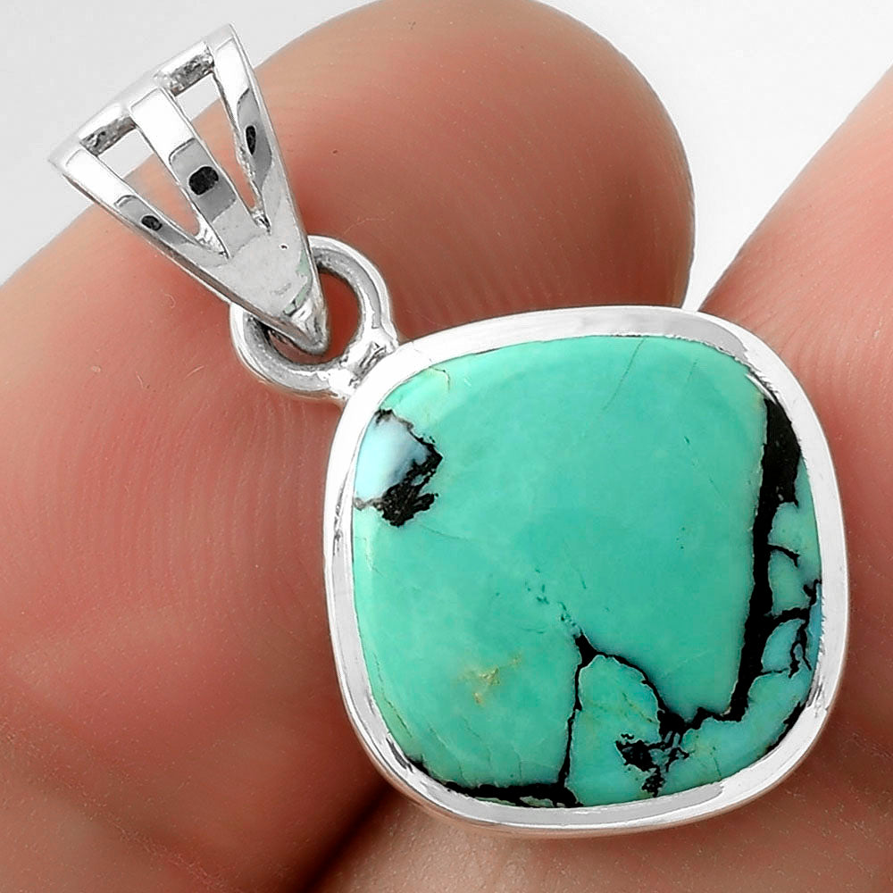 Lucky Charm Tibetan Turquoise 925 Silver Pendant Earrings Jewelry Set DGT01032