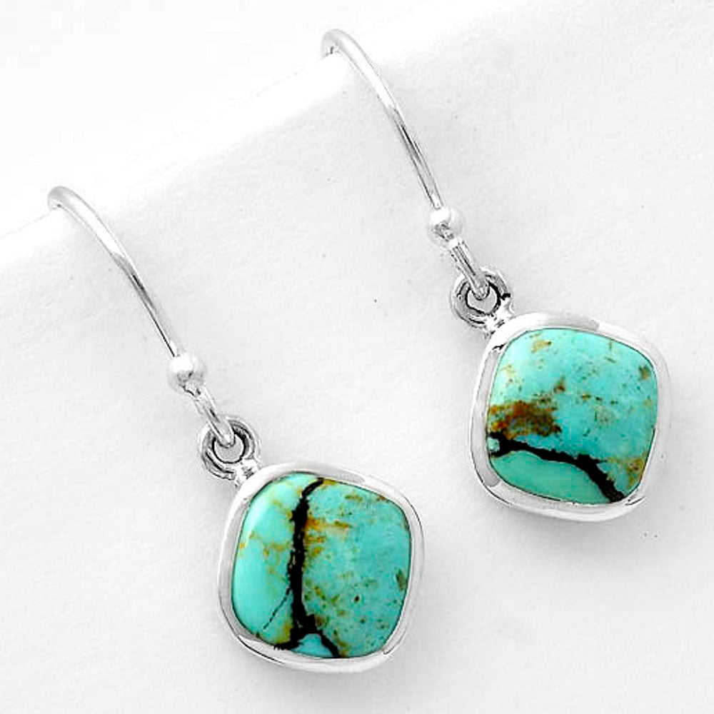 Lucky Charm Tibetan Turquoise 925 Silver Pendant Earrings Jewelry Set DGT01032