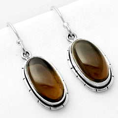 Smoky Quartz Oval Pendant Earrings Set