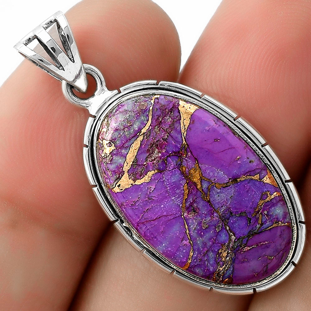 Copper Purple Turquoise 925 Silver Pendant Earrings Jewelry Set