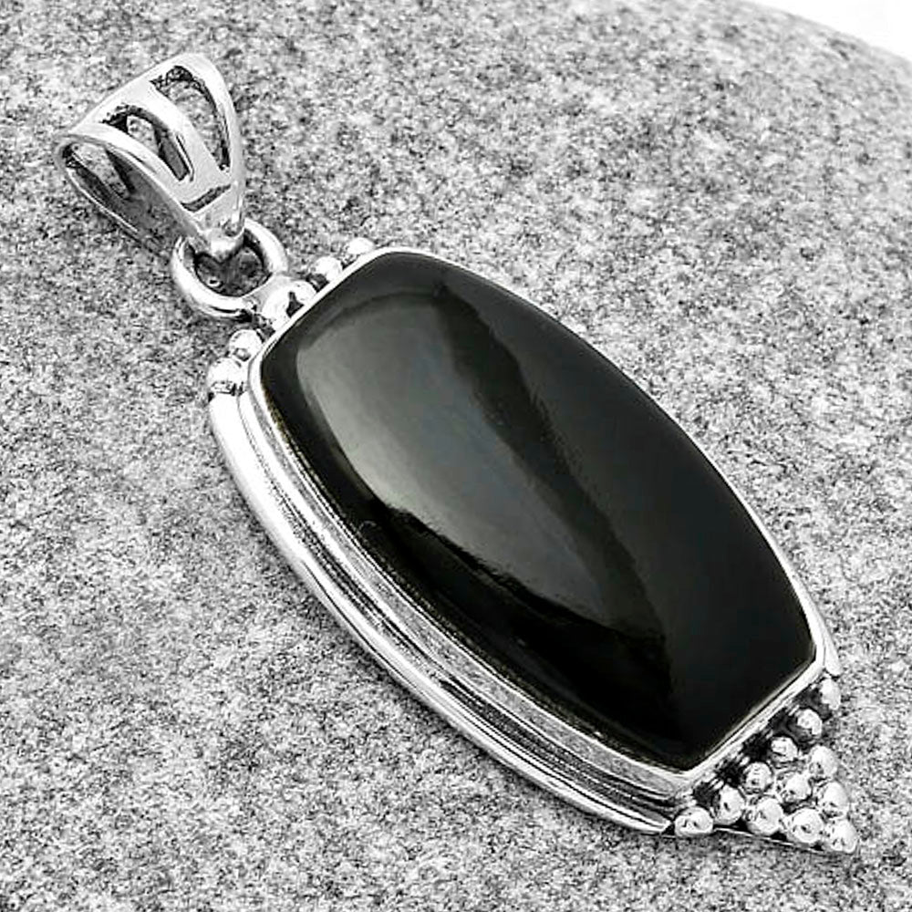 Black Onyx - Brazil 925 Sterling Silver Pendant Earrings Jewelry Set