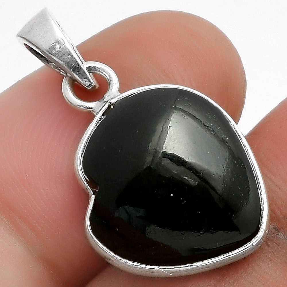 Heart Black Onyx Brazil 925 Sterling Silver Pendant Earrings Jewelry Set DGT01042