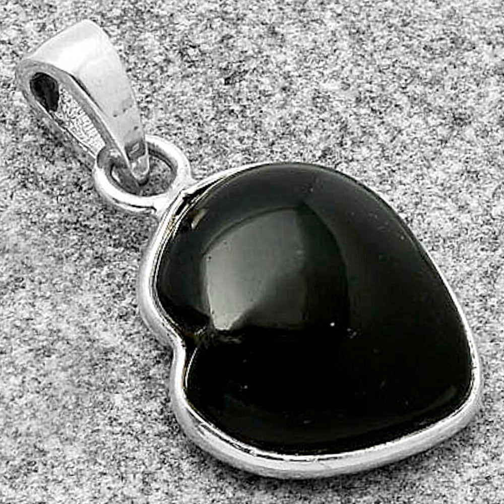 Heart Black Onyx Brazil 925 Sterling Silver Pendant Earrings Jewelry Set DGT01042