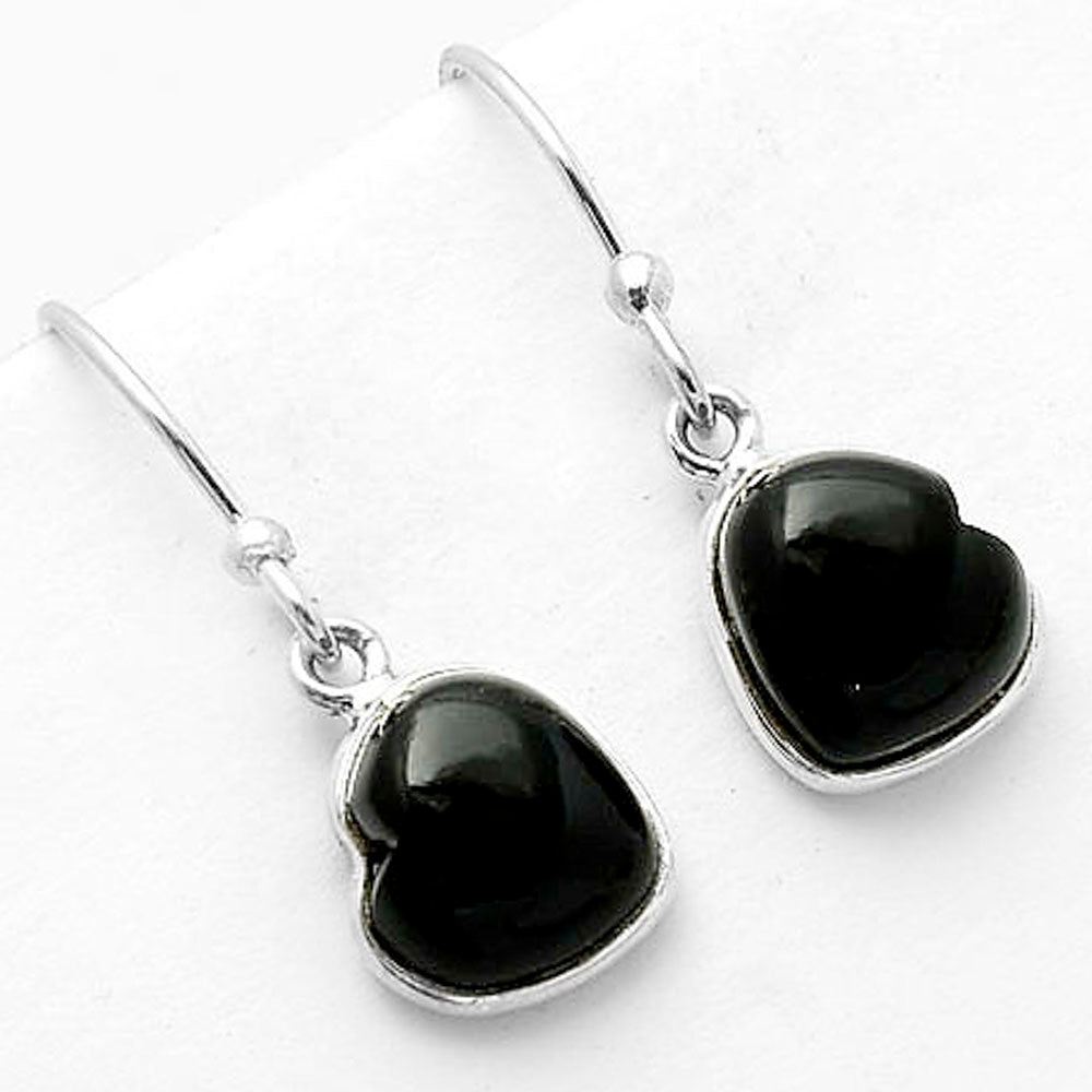 Heart Black Onyx Brazil 925 Sterling Silver Pendant Earrings Jewelry Set DGT01042