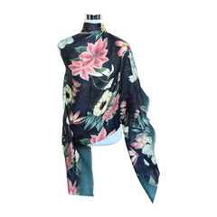 Premium Quality Floral Printed Scarf Silk and Wool Mix Lightweight MSW108