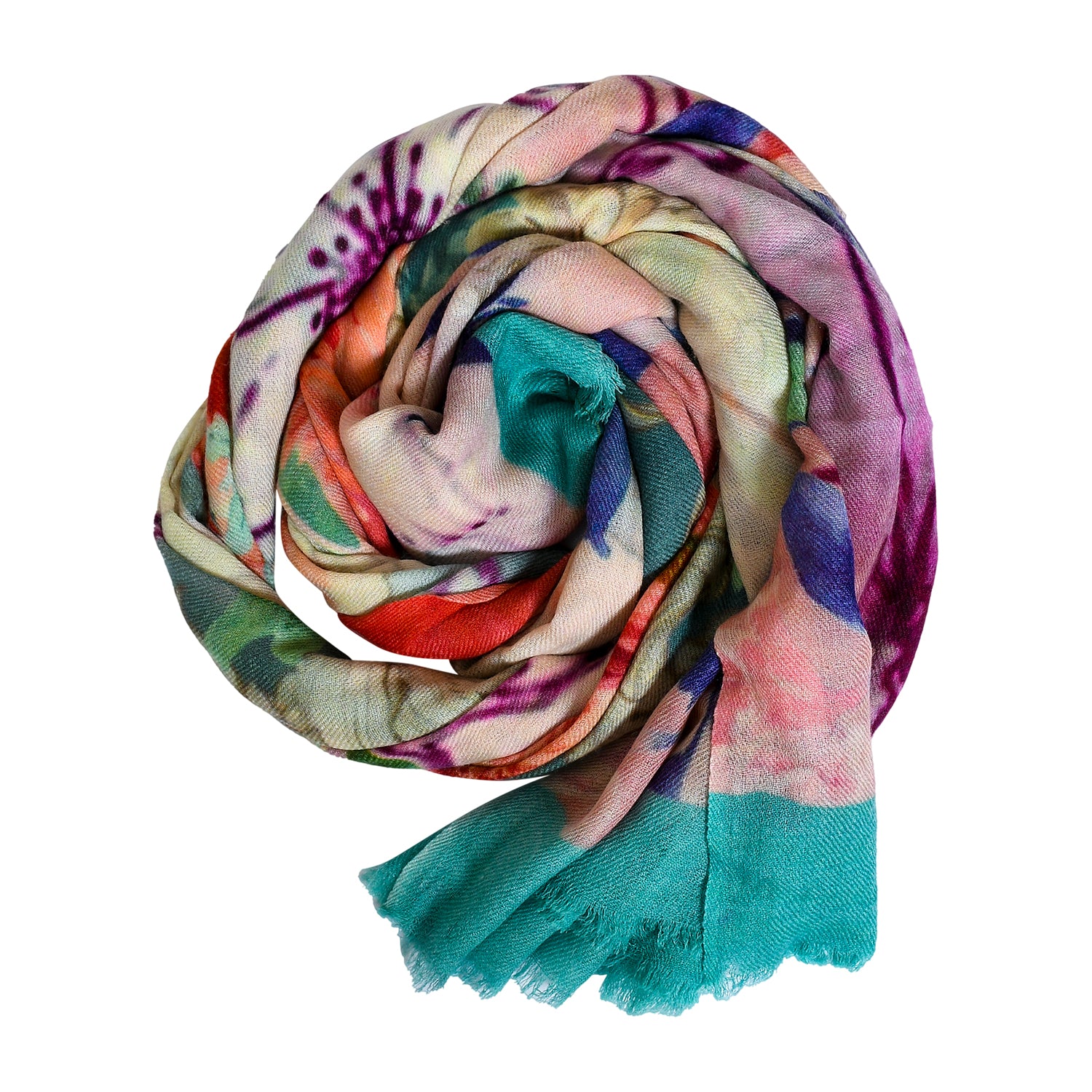 Premium Quality Floral Printed Scarf Silk and Wool Mix Lightweight MSW110